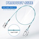 30pcs Steel Fishing Wire Leader Line With Swivel And Snap 125lb 21 Inch  Blue