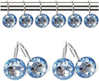 12 Pcs Bling Rhinestones Shower Curtain Hooks Bathroom Rolling Hooks