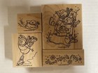 Stampin  Up Snowy Play Set Of 5 Christmas Rubber Stamp Wood