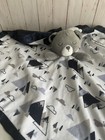 Just Born Bear Mountain Cloud Baby Blanket Navy Gray Satin 24  Lovey Security