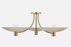 3 Light Ceiling Flush Mount Pendant Mid Century Modern Raw Brass Shade Lamp