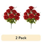 Artificial Red Rose Bush 17 5in Indoor Decor Faux Flowers Home Party Wedding New