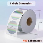 400pcs Holographic Thermal Labels 2  Flower Thanks Stickers For Logo Design Tag