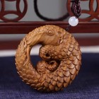 Yz233 - 6   6   3 Cm Green Sandalwood Carving Netsuke  Pangolin