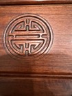 Vtg Chinese Jewelry Box  Rosewood   Brass W  Carved Longevity Symbol Ornate 8   x5