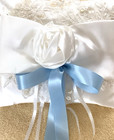 Wedding Ring Bearer Pillow White Lace Pearl Cushion White Rose Bow Keepsake Gift