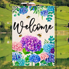 Welcome Garden Flag 12x18 Double Sided Small Flags With Hydrangea Flowers Bees F