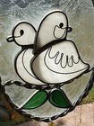 Vtg Handmade Stained Glass Leaded Peace Doves Bird Suncatcher Oval 9  X 6  Frame