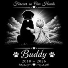 Custom Dog Memorial Stone Granite Grave Marker Photo Engraved 12x12 Angel Plaque