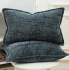 Lot Of 2 Gray Chenille Throw Pillow Covers 12x20 Inches Zippered Velvet Back New