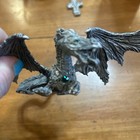 Vintage Rawcliffe Pewter Dragon With Swarovski Green Crystal Eyes   Heart