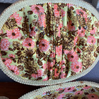 Vintage 1970s Oval Wicker Sewing Basket W  Lid Handle Lined Floral Latch