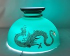 Gold Dragon Student Lamp 1 2 Shade Green Cased Glass 10  Fitter Antique As-is