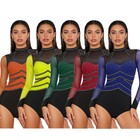 Women Jumpsuit Bodysuit Romper Figure Ice Skating Unitard Leotard Back Cutout