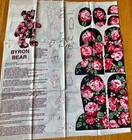 Byron Teddy Bear Cotton Fabric Panel Roses Cut And Sew New