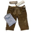 New Bavarian Oktoberfest Four Piece Lederhosen Shorts Antique Brown Tracht Large