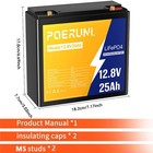 25ah 12v Lifepo4 Lithium Battery Built-in Bms Deep Cycle For Solar Rv Off-grid