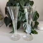 Tiffany   Co  Crystal Trumpet Hollow Stem Champagne Flutes Glasses 9    Signed Set