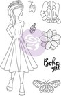Julie Nutting - Willow  Paper Doll Cling Stamp Prima Marketing - Boho Girl