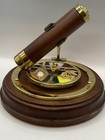 Kaleidoscope Wind Up Music Box Rotating Wood Brass Dolphin Stained Glass