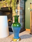 Vintage Royal Haeger Attributed Blue Green Ombre Drip Glaze Mcm Table Lamp 37 