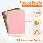 Cardstock 100 Sheets 20 Colors 8 5x11 200gsm Heavy Paper Cards Scrapbook Crafts