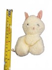 Vintage Eden Toys White Kitten Plush Rattle 6    Pink Gingham Ears Stuffed Cat
