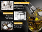 16-piece Stainless Steel Ice Cubes  Whiskey Stones  Reusable Wine Stones  Silver