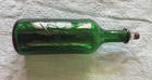 Antique  Palmer Embossed Emerald Green Apothecary Medicine Bottle W lid 7 5  H