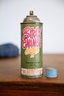 Vintage Spray Paint Enamel Can Paper Label Metal Cap Lid Groovy Hippie Yellow