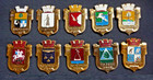 Set 15 Ussr Soviet Badge The Great Coat Of Arms Of Russian Cities Crown