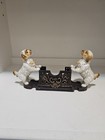 Antique Cast Iron Cavalier King Charles Spaniel Dog Business Card Holder Vintage