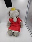 Babar The Elephant 14  Celeste Plush Vintage Eden 1977 W crown   Red Dress