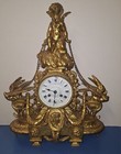 Fancy Gilt French Japy Freres Antique Statue Cherub 8 Day Chime Clock Working 