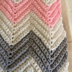Baby Blanket Pink White Gray Hand Croc  Chevron Pattern Soft 100  Acrylic 32x52