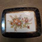 Vintage Cobalt Blue Gold Rectangle  Porcelain Trinket Jewelry Box 4x2 Japan