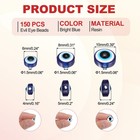 Evil Eye Bead  150 Pcs 6mm 8mm 10mm Resin Flat Round Evil Eye Charm  Bright Blue