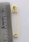 18k Yellow Gold Safety Pin Diamond Brooch Hand Engraved  0 05ctw Diamonds 