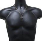 14k Gold Plated Crucifix Pendant 20  Figaro Chain Men Women Necklace
