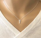 Simple Small Sterling Silver Ip Cross Pendant Necklace Women Men s