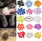 Victhy Cat Nail Caps  100pcs Medium Size 5 Colors  With Glue And Applicators    