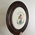 Vtg Round Framed Needlepoint Picture Little Christmas Angel Decor Cottage 12   