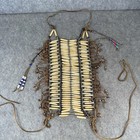 Native American Indian Style Natural Bone Breast Chest Plate Beaded Leather