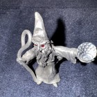Vintage Spoontiques Pewter Wizard Figurine With Crystal Ball red Eyes  538 80   s