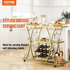 Vevor 3 Tiers Gold Metal Bar Serving Cart With Wine Rack Glass Holder 180 Lbs