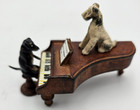 Bronze Piano With Dog Playing And Listening Pre-war Vintage 1900s Cold Painted