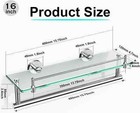 Bathroom Towel Rack Glass Shelf With Bar 16-inches Chrome Polished Shelves