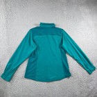 Columbia Omni Shade Button Up Shirt Women Large Teal Roll Tab Sleeve Outdoor
