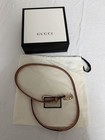 Gucci Beige Gg Logo Skinny Fashion Belt Gold-tone Buckle Adjustable Women   s 85