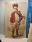 2 Victorian Die Cut Boy Golfing Cards 10  Tall   Envelopes - Old Print Factory